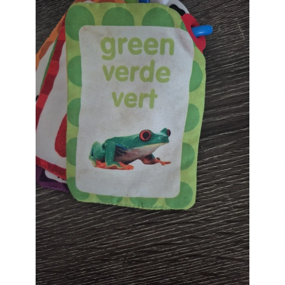 BABY EINSTEIN Take Along Discovery Cards Clip-on 10 Images Crinkle Teether Toy.